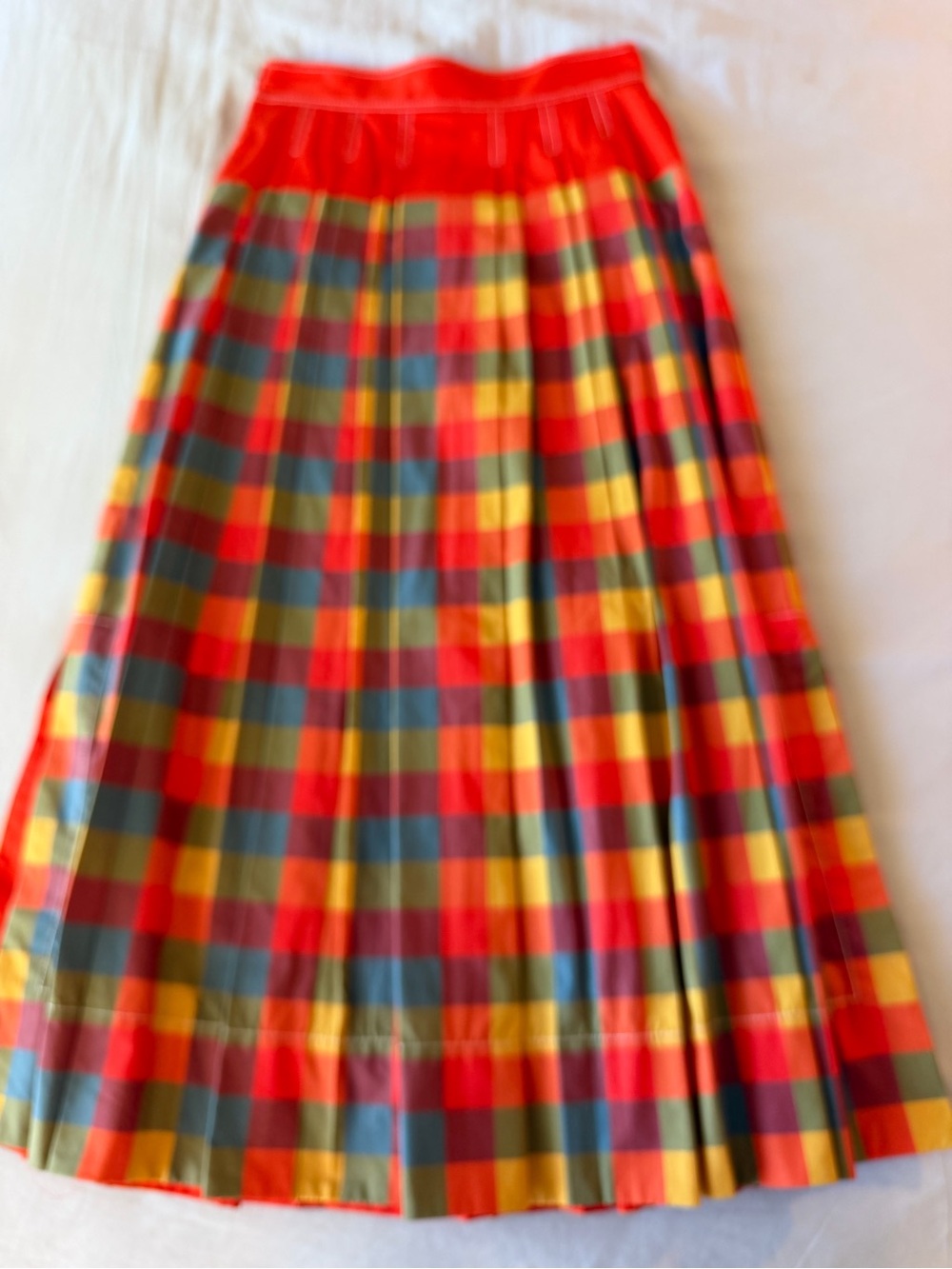 Tory Burch Multicolor Plaid A-Line Midi Skirt - Picture 11 of 11
